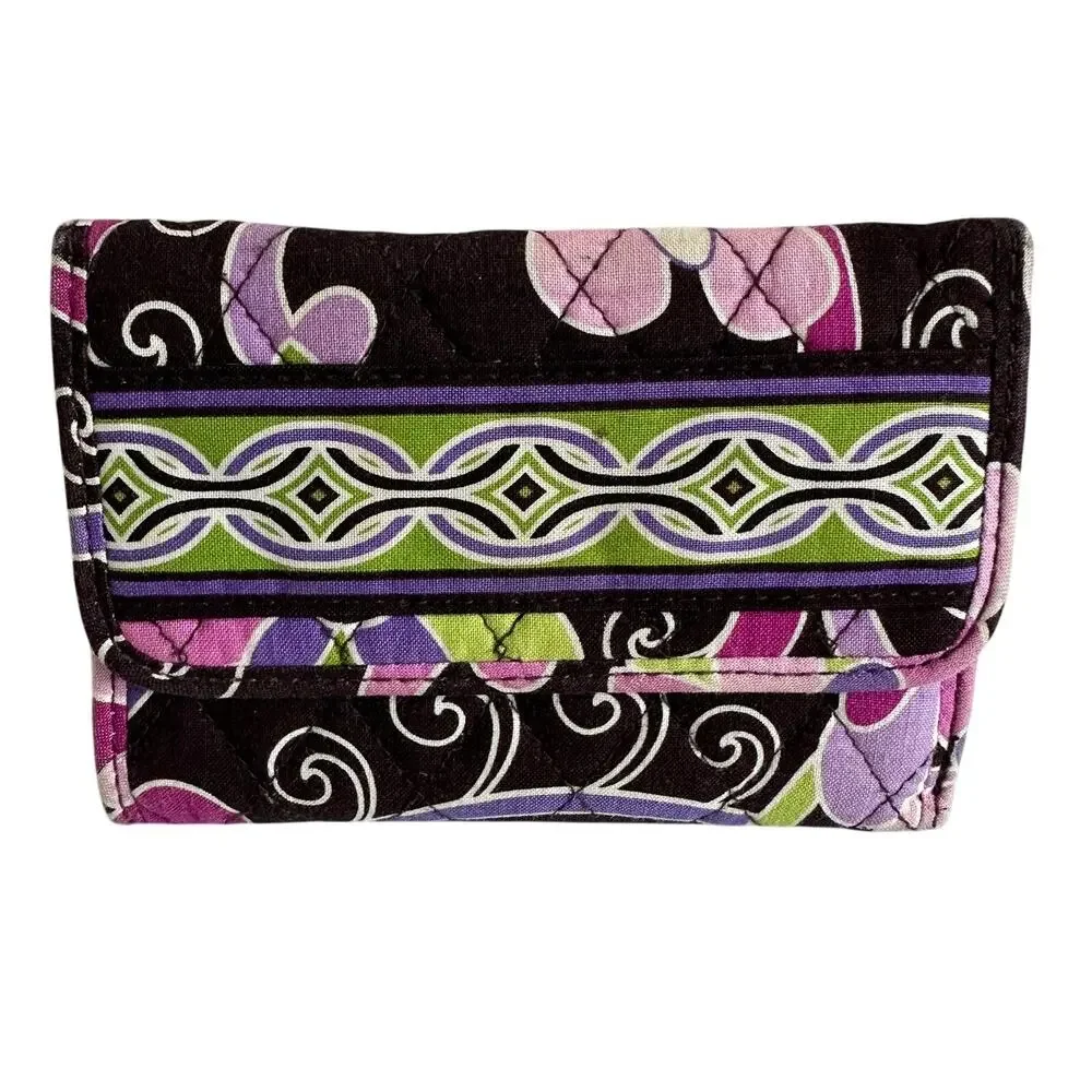 Vera Bradley Purple Punch Euro Wallet Tri-Fold Lightweight Cotton Card ID Holder - Picture 1 of 10